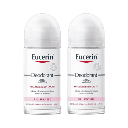 Eucerin Desodorizante 48h 0% Alumínio Roll-On 50 mL X2