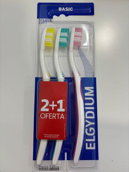 Elgydium Kit Escova Dentífrica Basic Soft X2+1