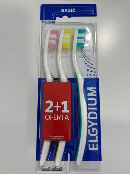 Elgydium Kit Escova Dentífrica Basic Medium X2+1